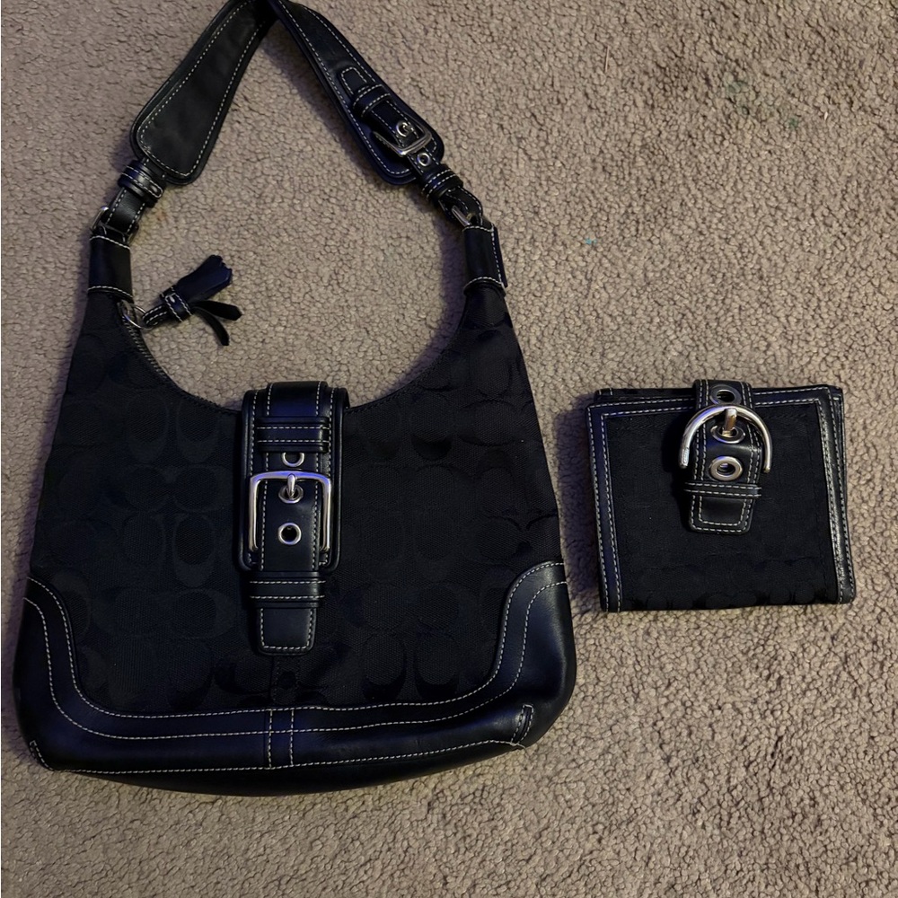Coach Black Handbag and Wallet Set